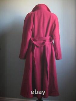 Vintage RED PURE NEW WOOL COAT 12 14 ENGLISH LADY belt 100% fit flare raspberry