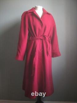 Vintage RED PURE NEW WOOL COAT 12 14 ENGLISH LADY belt 100% fit flare raspberry