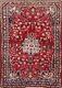 Vintage Red Sirjan Floral Hand-knotted Red Area Rug Wool Oriental 4'x6' Carpet