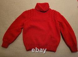 Vintage Ralph Lauren Red Turtleneck Heavy Weight Wool Womens Sweater Size Medium