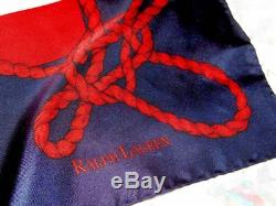 Vintage Ralph Lauren Yacht Club Polo Silk Scarf Flag Multicolor Gold Red Blue