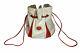 Vintage Rare Authentic Gucci Bucket Bag Leather White & Red Made In Italy