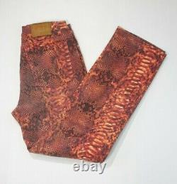 Vintage Rare Roberto Cavalli Orange Red Scales Jeans Size 31