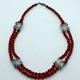 Vintage Red Carnelian Faceted Beads And Silver Necklace