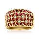 Vintage Red Enamel And. 35 Ct. T. W. Diamond Ring In 18kt Yellow Gold. Size 8
