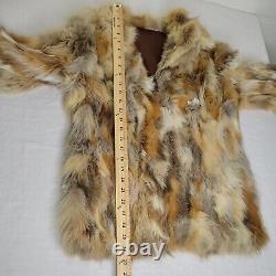 Vintage Red Fox Fur Coat Patchwork & Suede Trim size Small