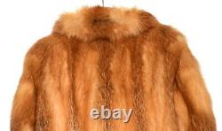 Vintage Red Fox Fur Fluffy Wide Collar Womens Plush Jacket Size S-M
