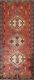 Vintage Red Geometric Hamedan Runner Rug 4x9 Tribal Traditional Handmade Carpet