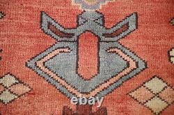 Vintage Red Geometric Hamedan Runner Rug 4x9 Tribal Traditional Handmade Carpet