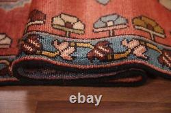 Vintage Red Geometric Hamedan Runner Rug 4x9 Tribal Traditional Handmade Carpet