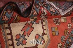 Vintage Red Geometric Hamedan Runner Rug 4x9 Tribal Traditional Handmade Carpet