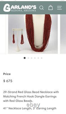 Vintage Red Glass Bead Necklace with Matching Earrings