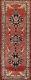 Vintage Red/ Ivory Ardebil Runner Rug 4x11 Wool Hand-knotted Hallway Carpet