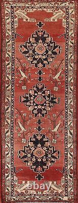 Vintage Red/ Ivory Ardebil Runner Rug 4x11 Wool Hand-knotted Hallway Carpet