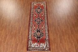 Vintage Red/ Ivory Ardebil Runner Rug 4x11 Wool Hand-knotted Hallway Carpet