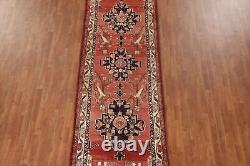 Vintage Red/ Ivory Ardebil Runner Rug 4x11 Wool Hand-knotted Hallway Carpet