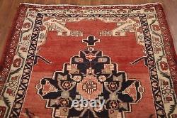 Vintage Red/ Ivory Ardebil Runner Rug 4x11 Wool Hand-knotted Hallway Carpet