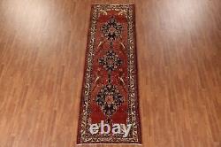 Vintage Red/ Ivory Ardebil Runner Rug 4x11 Wool Hand-knotted Hallway Carpet