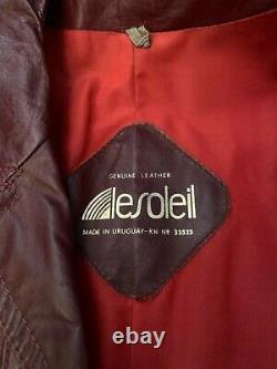 Vintage Red Leather Belted Ankle Length Jacket