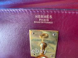 Vintage Red Leather Hermes Kelly purse, No Shoulder Strap, Size 12 inches across