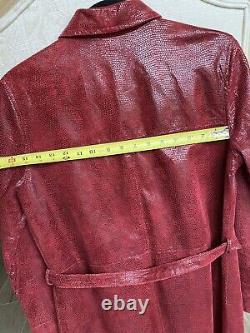 Vintage Red Leather Trench Coat Size S