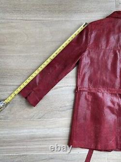 Vintage Red Leather Trench Coat Size S