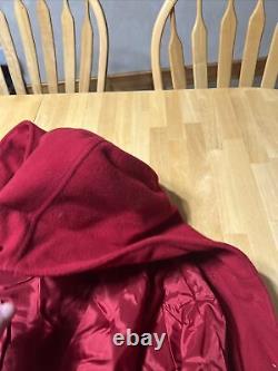 Vintage Red Macintosh Wool Coat Overcoat Womens Pure peg loops slits hooded