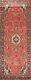 Vintage Red/ Navy Blue Wool Hamedan Hand-knotted Runner Rug 3x9 Hallway Carpet