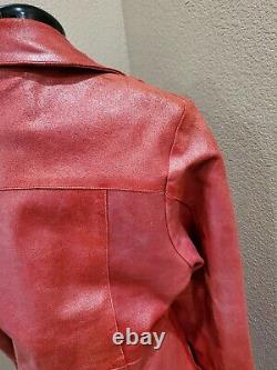 Vintage Red Patchwork Leather Trench Jacket Kookie Womens Large