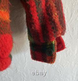 Vintage Red Reversible Wool Plaid Coat