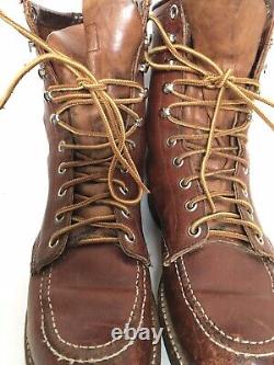 Vintage Red Wing Crepe Moc Toe Brown Leather Boots 7 Men 8.5 Women 50s 60s