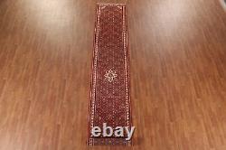 Vintage Red Wool Hamedan Traditional Hand-knotted Hallway Runner Rug 3x16 Carpet