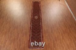 Vintage Red Wool Hamedan Traditional Hand-knotted Hallway Runner Rug 3x16 Carpet