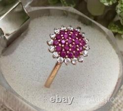 Vintage Ring Gold 585 14K Raspberry Ruby Women's Jewelry Ukriane Old Rare 2.22gr