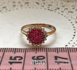 Vintage Ring Gold 585 14K Raspberry Ruby Women's Jewelry Ukriane Old Rare 2.22gr