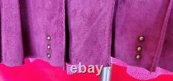 Vintage Roberto Cavalli Burgundy Suede Tulle Pleated Studded Mini Skirt Size 42