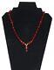 Vintage Ruby Red Austrian Crystal Necklace Withgold Tone Filigreed Caps