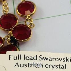 Vintage SWAROVSKI Signed SAL Red Crystal Bezel Station Nautical Anchor Necklace