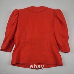 Vintage Saint Laurent Rive Gauche Blazer Womens 38 Designer Jacket Red Orange