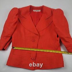 Vintage Saint Laurent Rive Gauche Blazer Womens 38 Designer Jacket Red Orange