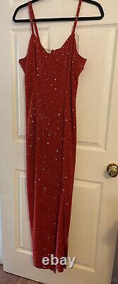 Vintage Scala Red Beaded Sequin Prom Formal Evening Party Dress Gown M