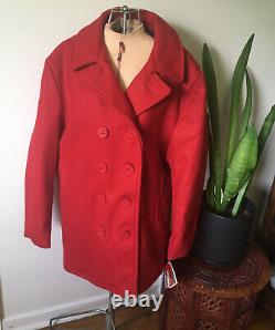 Vintage Schott Red Wool Peacoat, Large