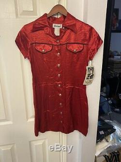 Vintage Selena Boutique Dress Red Button Up Size 7/8