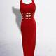 Vintage Silk Sean Collection Fully Beaded Evening Red Prom Dress Cut Out