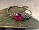 Vintage Silver 875 Bracelet Soviet Natural Gem Ruby Gilding Women's Ussr Jewel