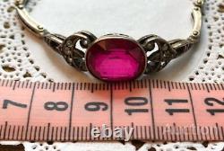Vintage Silver 875 Bracelet Soviet Natural GEM Ruby Gilding Women's USSR Jewel