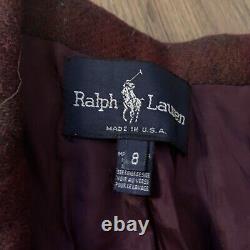 Vintage Size 8 Polo Ralph Lauren Plaid Wool Coat Jacket Blazer USA Made Red