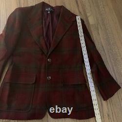 Vintage Size 8 Polo Ralph Lauren Plaid Wool Coat Jacket Blazer USA Made Red