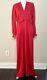 Vintage Soo Yung Lee Women's Silk Gown V-neck Long Sleeve Red Stripe Sz 12