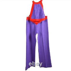 Vintage Sweater Knit Halter Top & Flare Pants Set Purple Red Small
